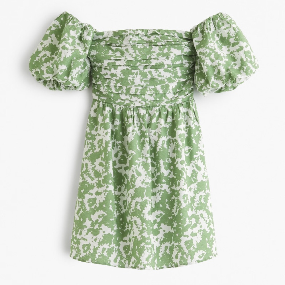 Abercrombie & Fitch Green and White Floral Dress size large